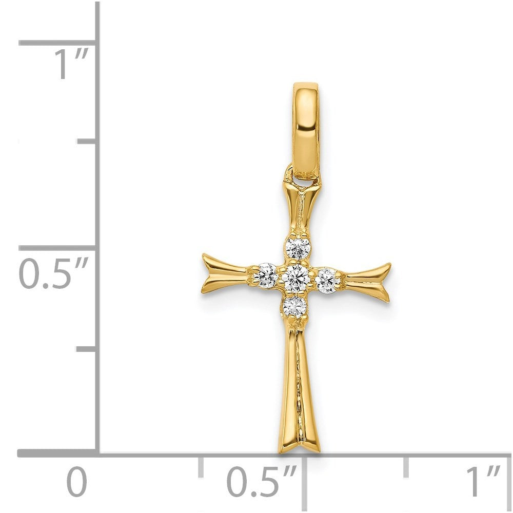 14k Yellow Gold 1/15ct. Diamond Cross Pendant