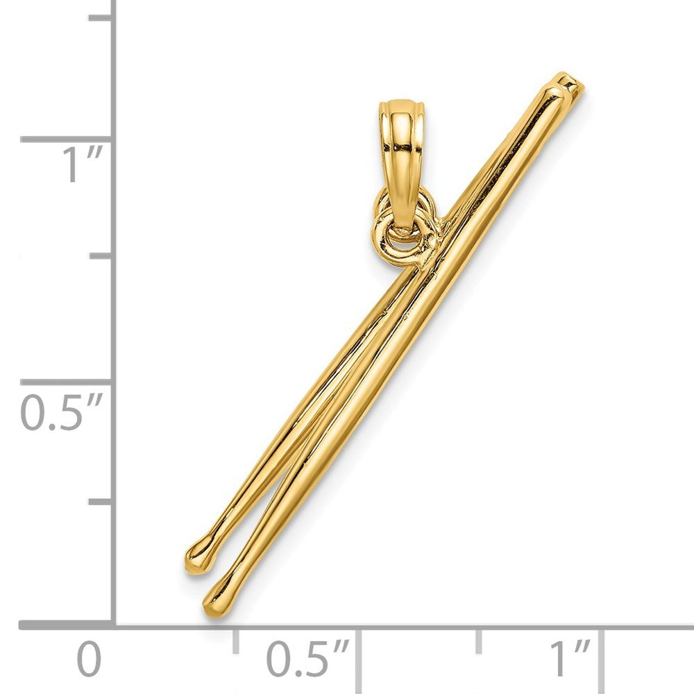 14k Yellow Gold 3-D Moveable Drum Sticks Charm
