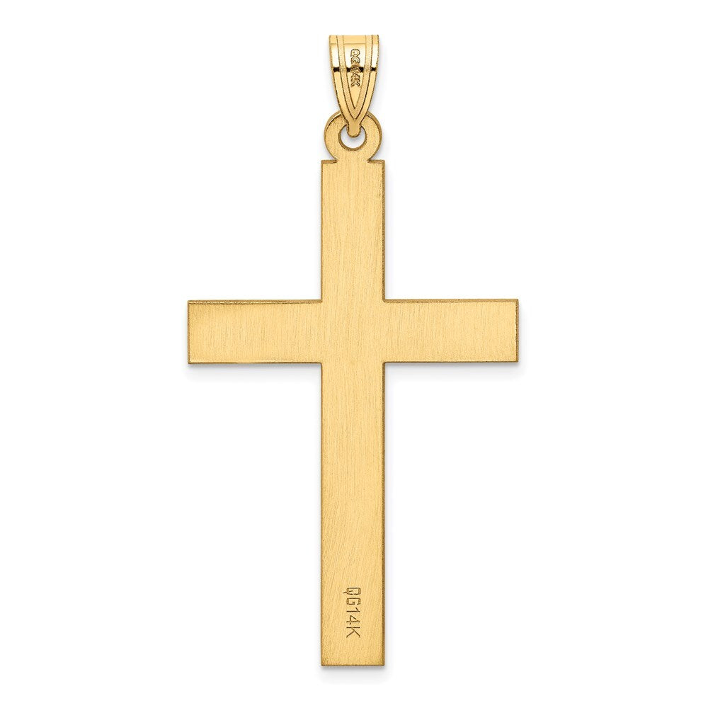 14k Yellow Gold Sandblasted Cross Pendant for Women