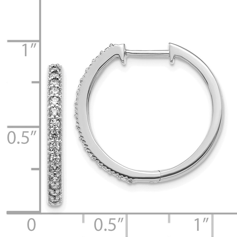 14k White Gold Diamond Milgrain Hinged Hoop Earrings