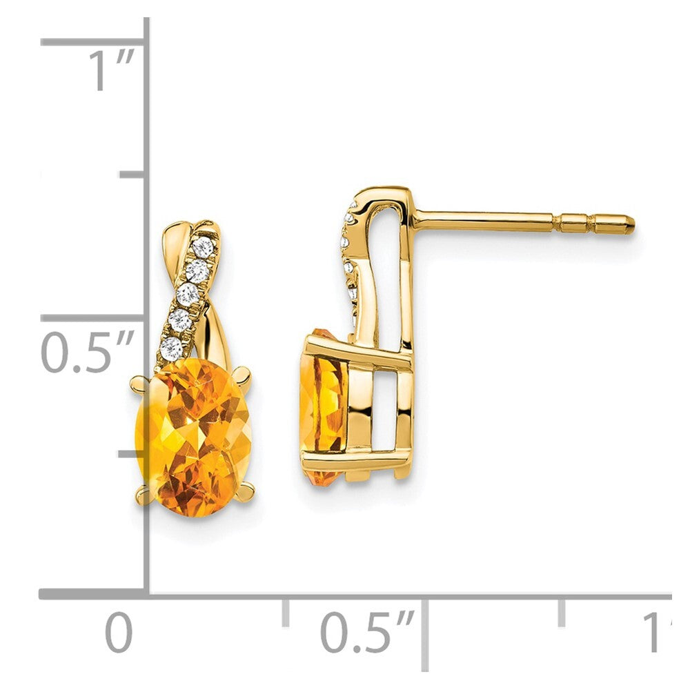 14k Yellow Gold Citrine and Diamond Drop & Dangle Earrings