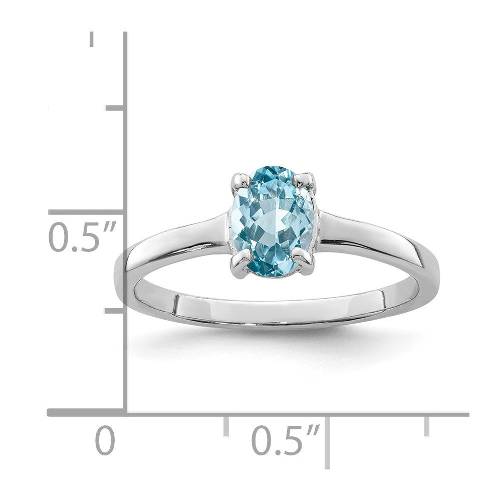 Sterling Silver Rhodium Light Swiss Blue Topaz Ring Size 8