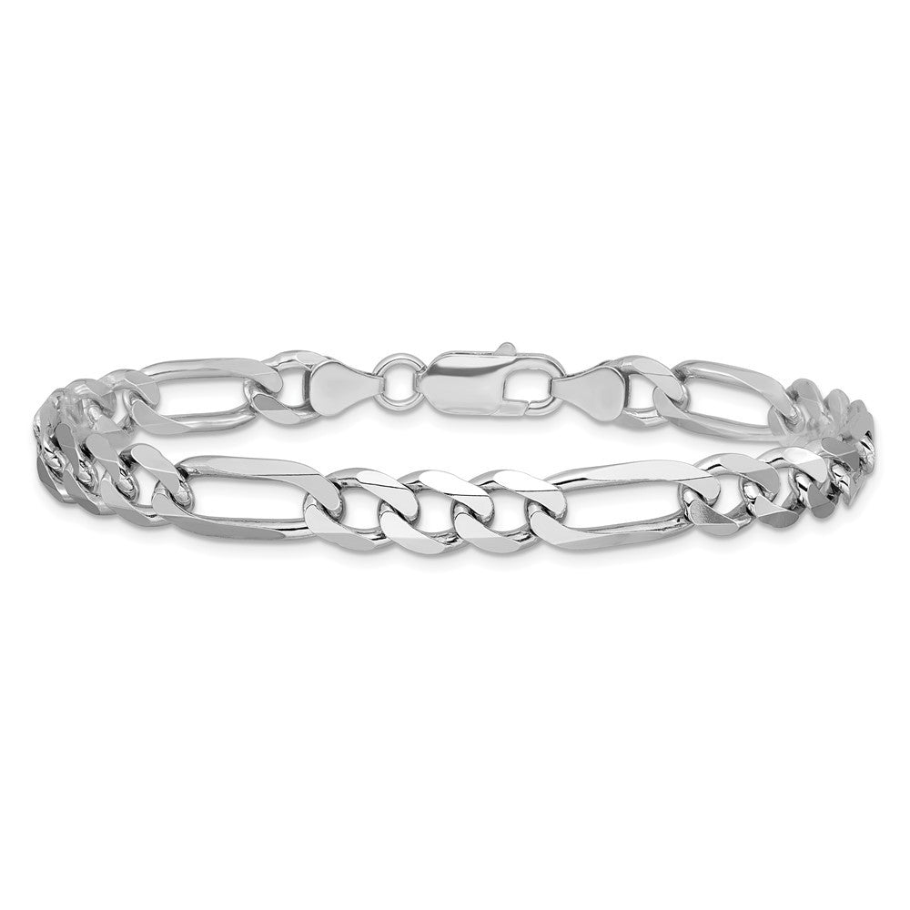 Sterling Silver Rhodium-plated 7.5mm Figaro Chain Bracelet