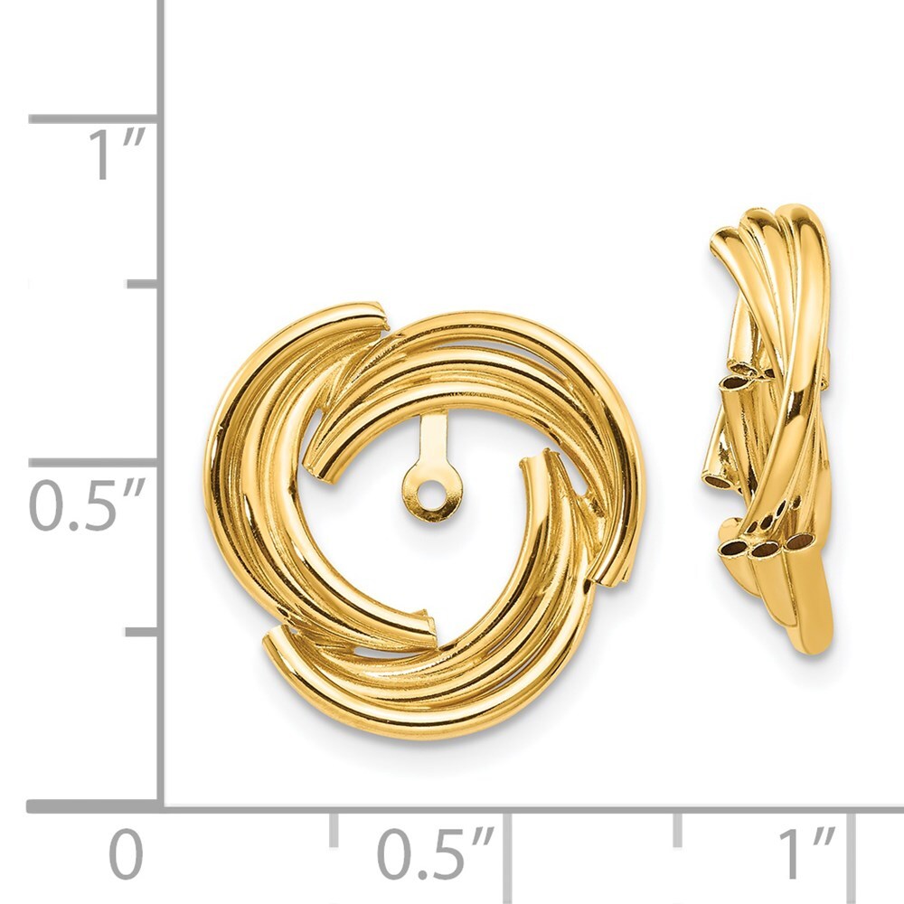14k Yellow Gold Polished Fancy Earring Jackets Gift for Women