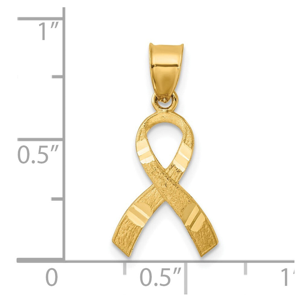 14k Yellow Gold Diamond-cut Awareness Pendant for Women