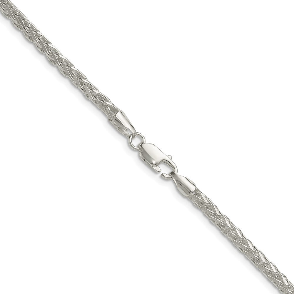 Sterling Silver 3.5mm Diamond-cut Square Spiga Chain Necklace