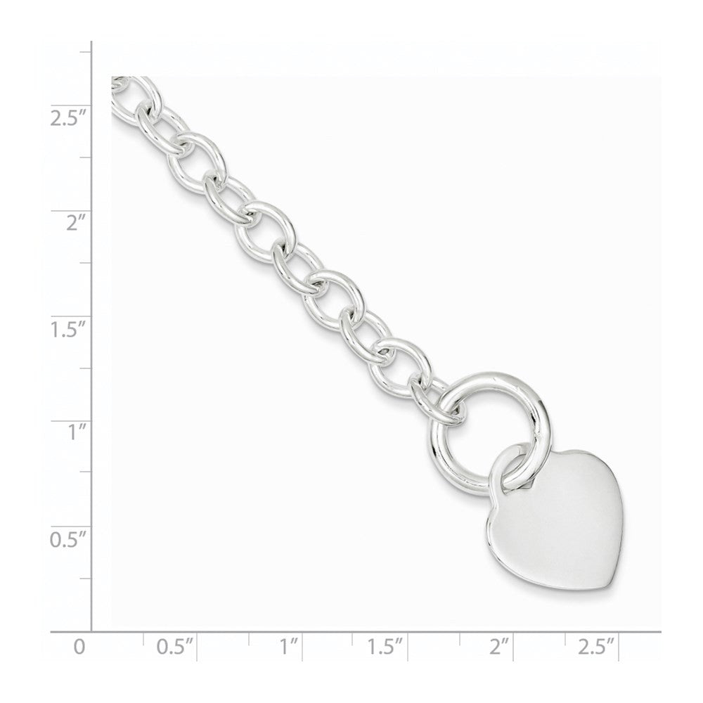 Sterling Silver Engraveable Heart Disc Toggle Bracelet