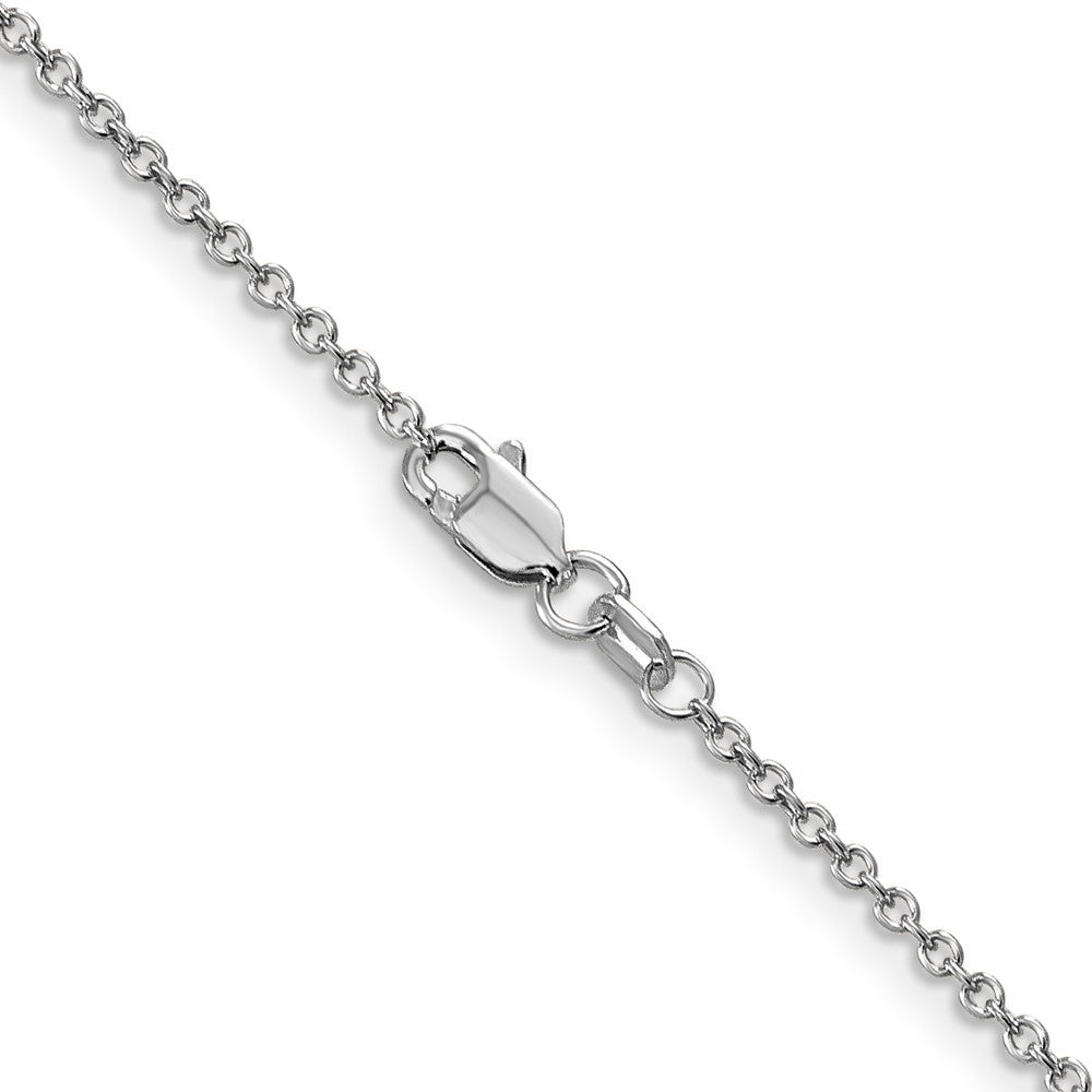 14K White Gold 24 inch 1.4mm Round Open Wide Link Cable Chain Necklace