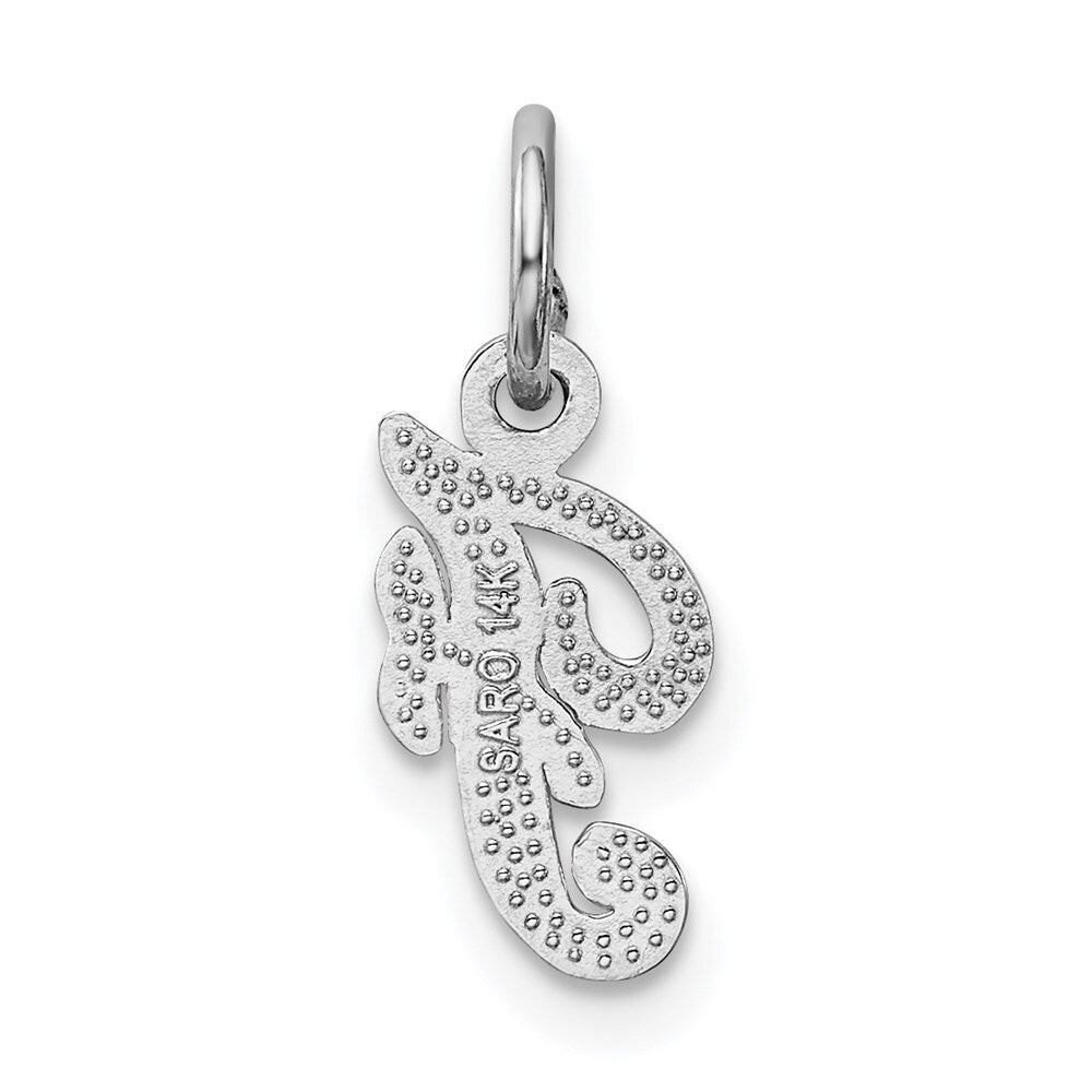 14k White Gold Casted Script Letter F Initial Charm Pendant for Women