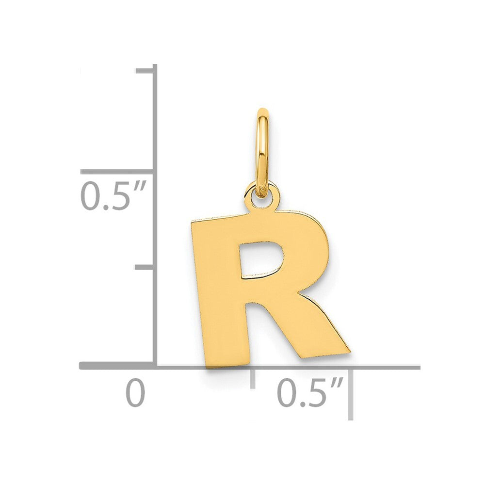 14k Yellow Gold Letter R Initial Pendant for Women