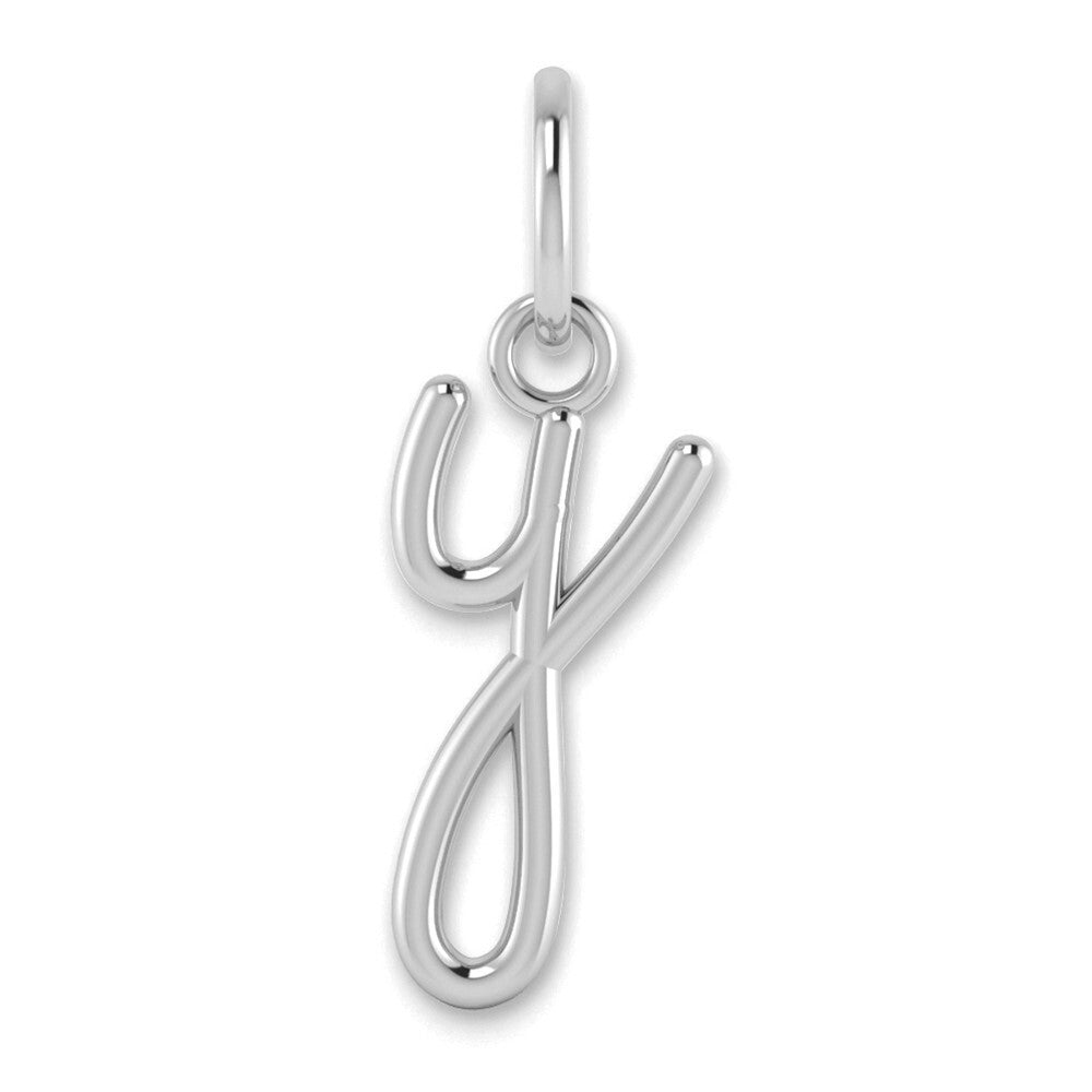 14k White Gold Lower case Letter Y Initial Charm Pendant for Women