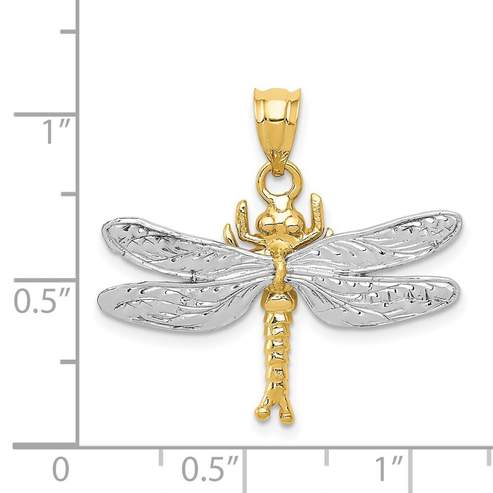 14k Two-tone Gold Dragonfly Pendant for Women