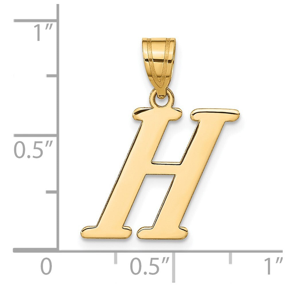 14k Yellow Gold Polished Letter H Initial Pendant for Women