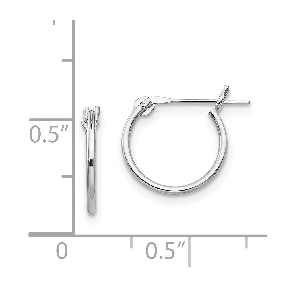 14k White Gold 1mm Hoop Earrings Gift for Women