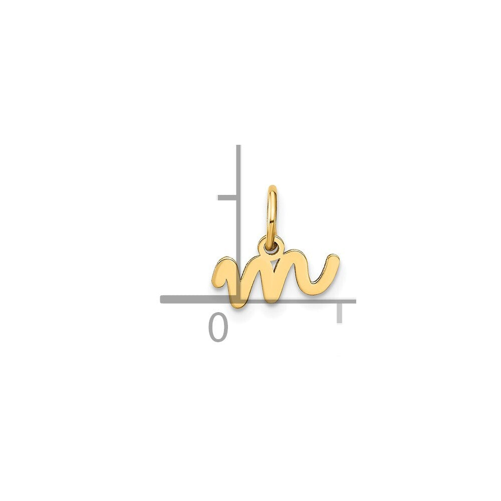 14k Yellow Gold Lower case Letter M Initial Charm Pendant for Women