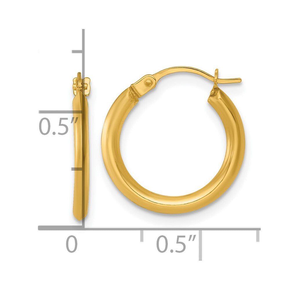 14k Yellow Gold Polished 1.5mm Hoop Earrings Gift for Women