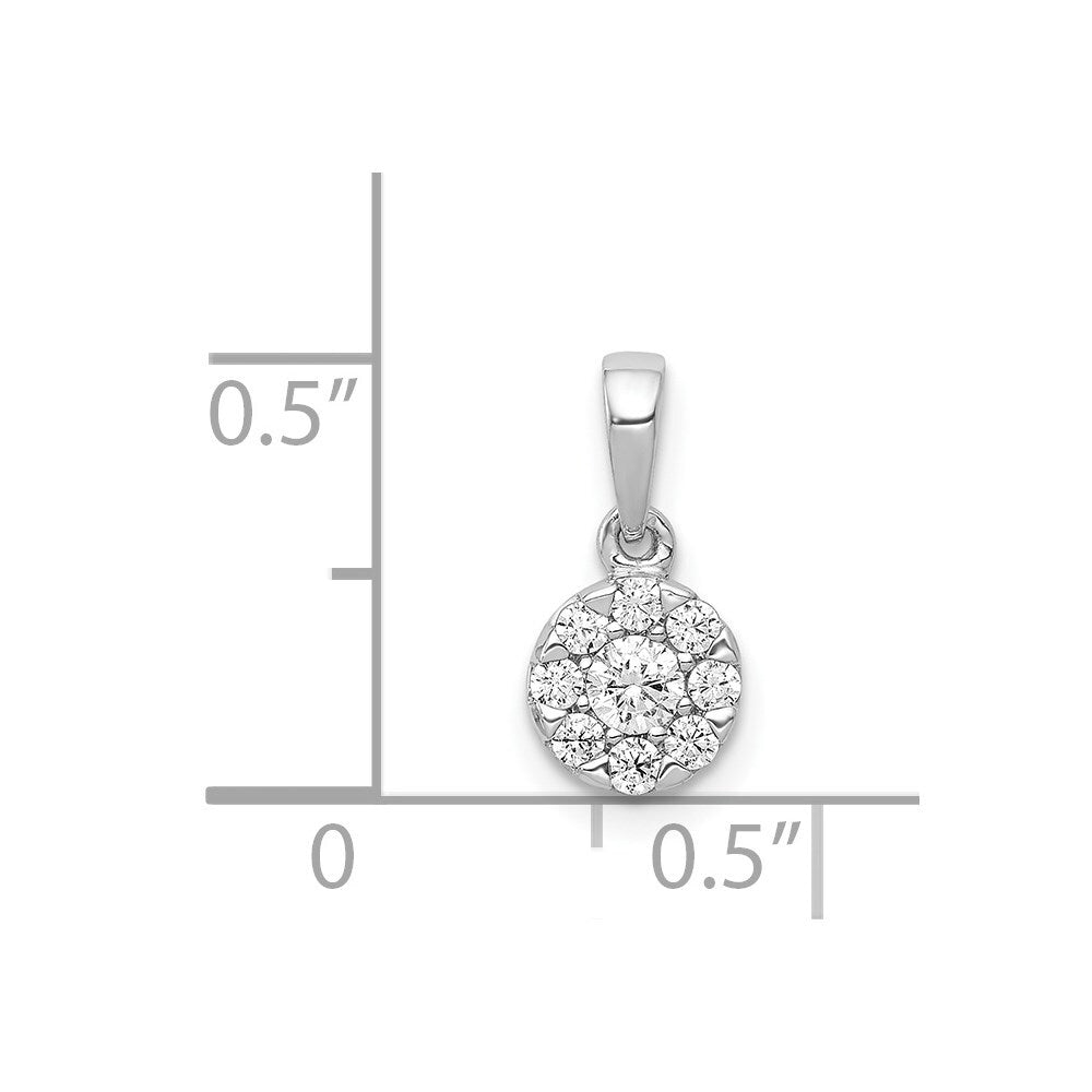 14k White Gold 1/4ct. Diamond Circle Cluster Pendant for Women