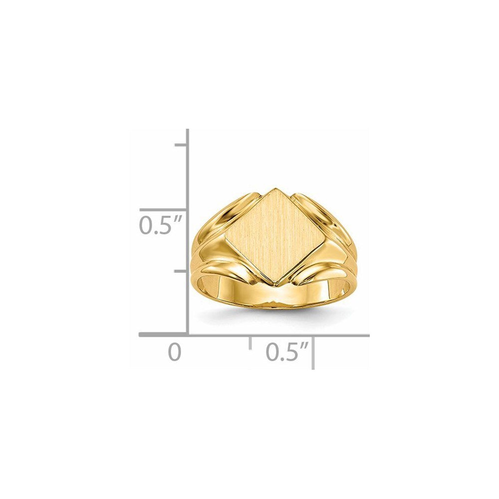 14K Yellow Gold 11.5x11.5mm Closed Back Signet Ring