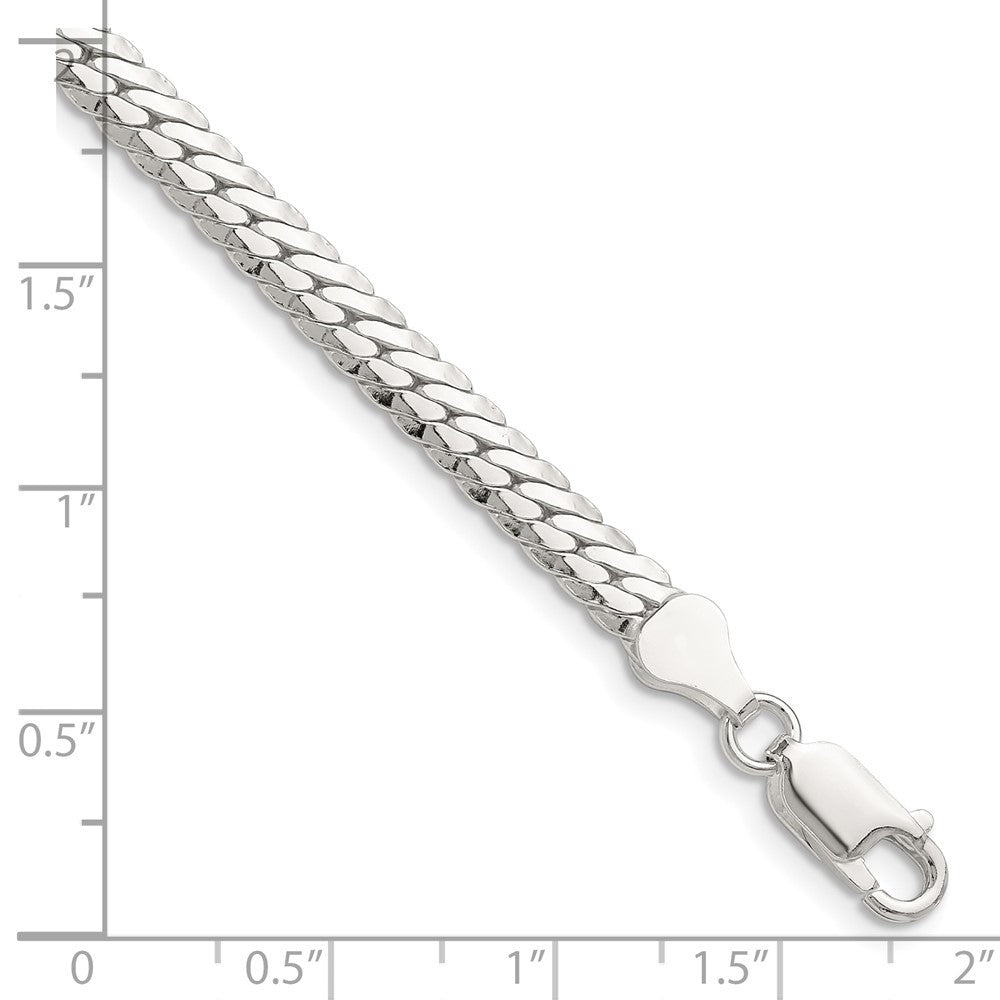 Sterling Silver Polished 5.1mm Double Oval Flat Chain Bracelet