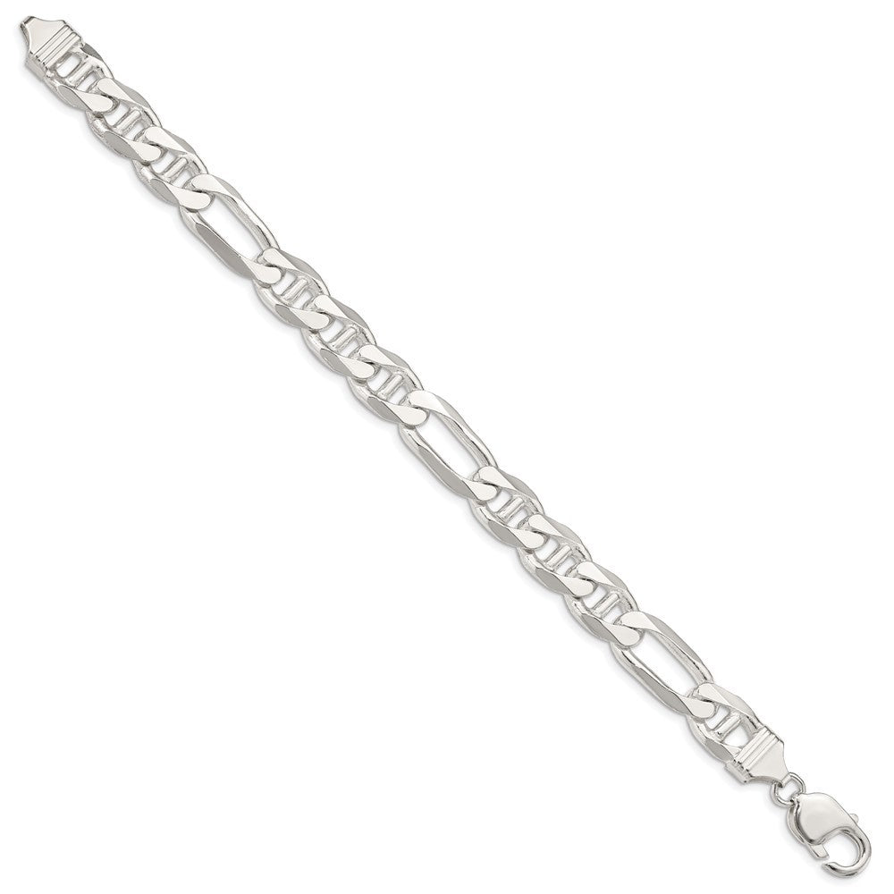 Sterling Silver 10.65mm Figaro Anchor Chain Bracelet