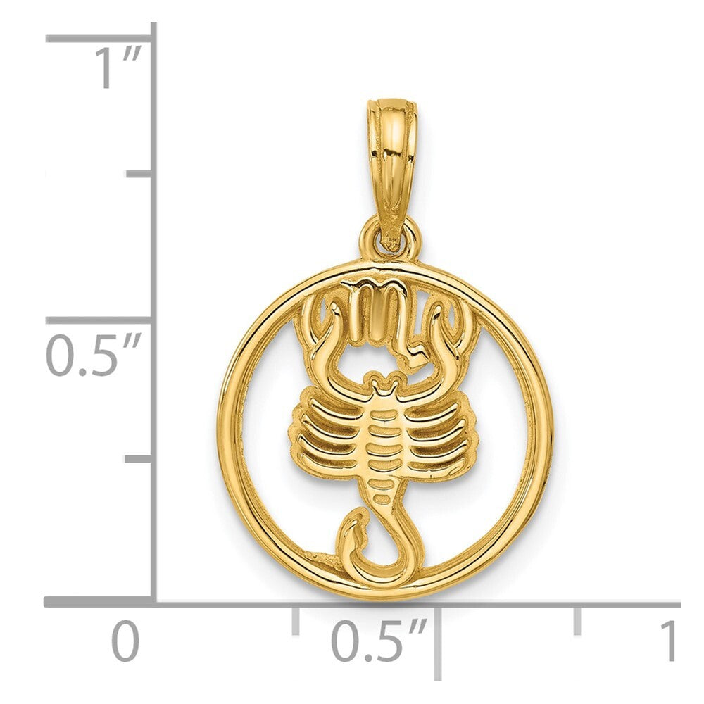 14k Yellow Gold Polished Round Scorpio Pendant for Women