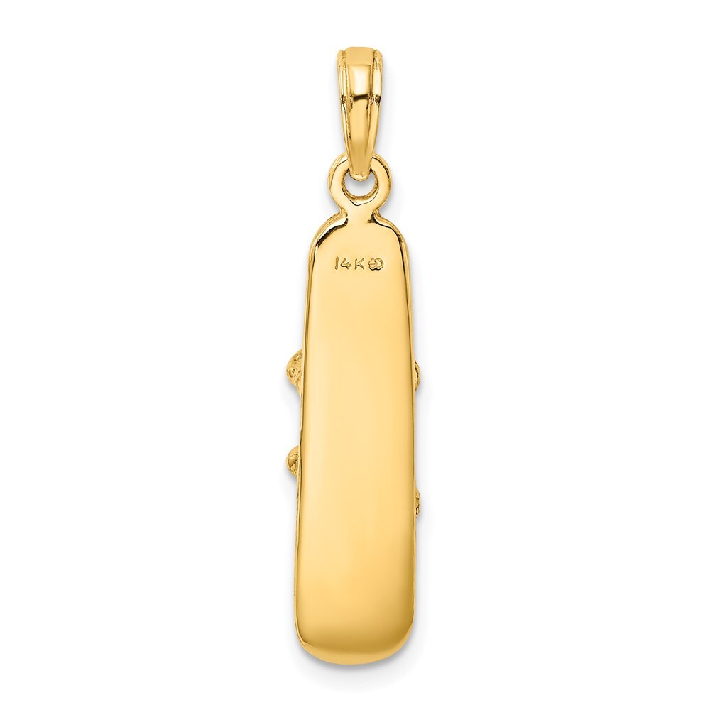 14k Yellow Gold Solid Polished 3-D Snowboard Charm Pendant for Women