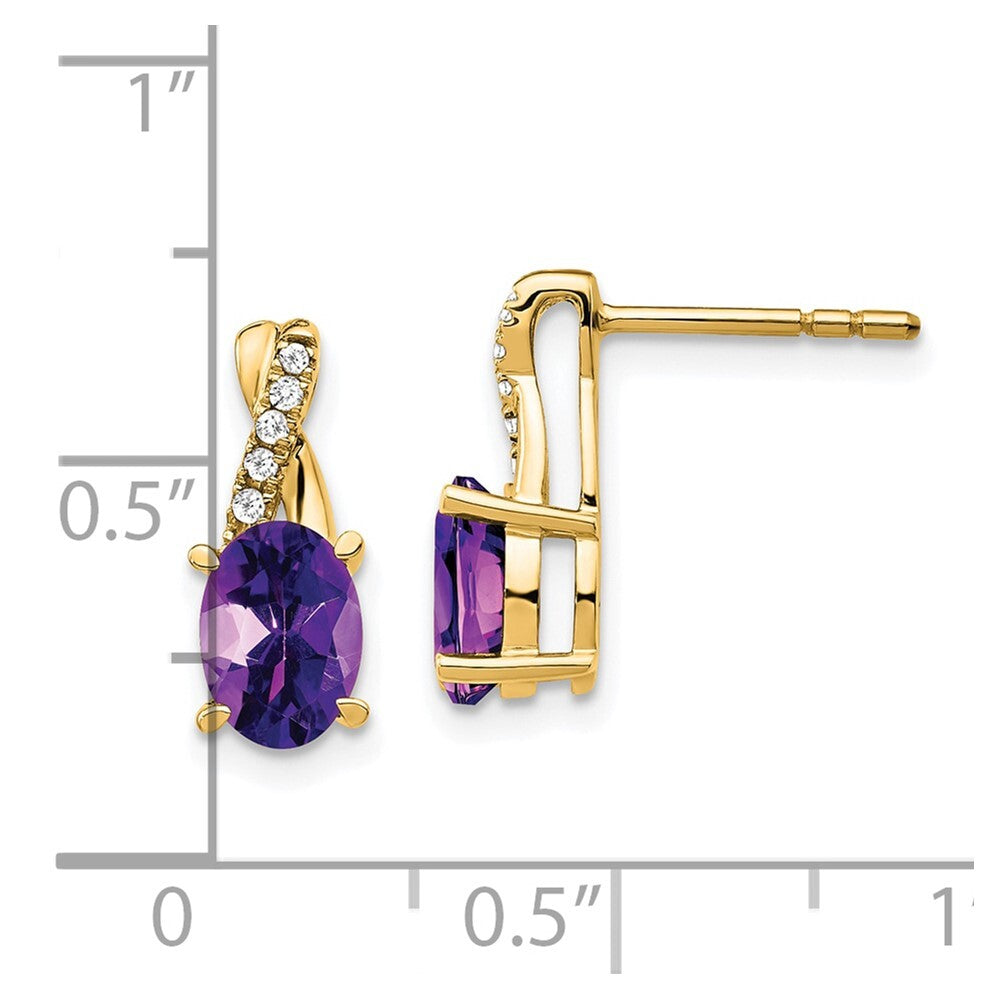14k Yellow Gold Amethyst and Diamond Drop & Dangle Earrings
