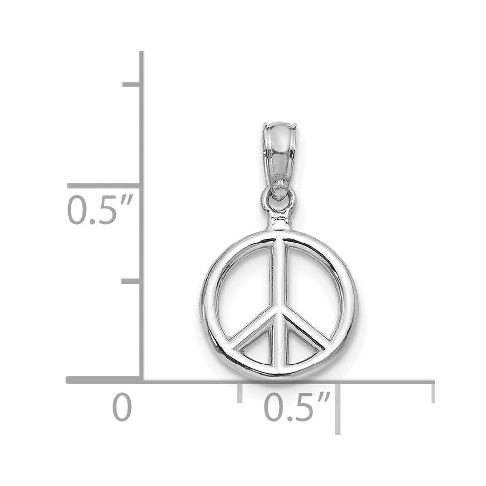 14k White Gold Polished Peace Symbol Pendant for Women