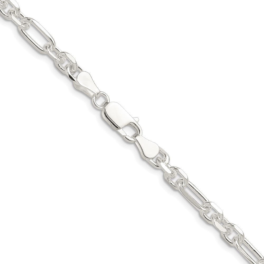 Sterling Silver Diamond-Cut 6mm 3 Short Plus 1 Long Cable Link Chain Necklace