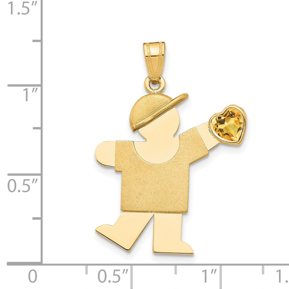 14k Yellow Gold Boy with Cubic Zirconia November Birthstone Charm
