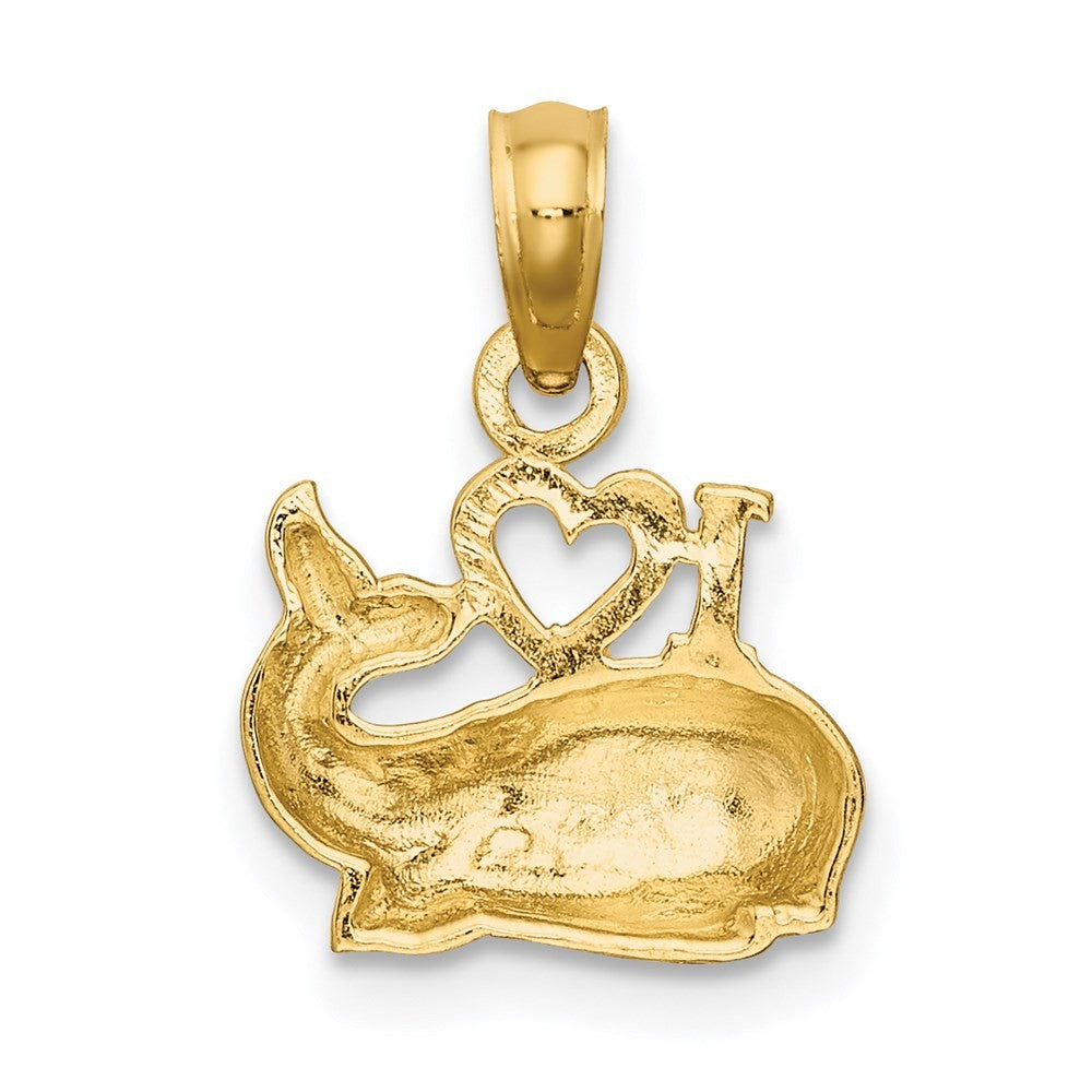 14k Yellow Gold 2-D Polished I HEART Whale Charm