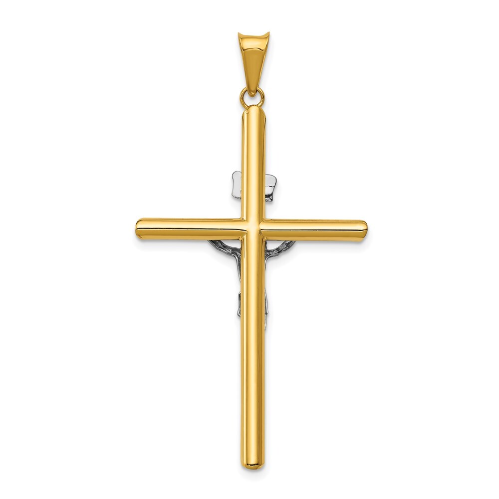 14k Two-tone Gold Polished Jesus Crucifix Pendant for Women