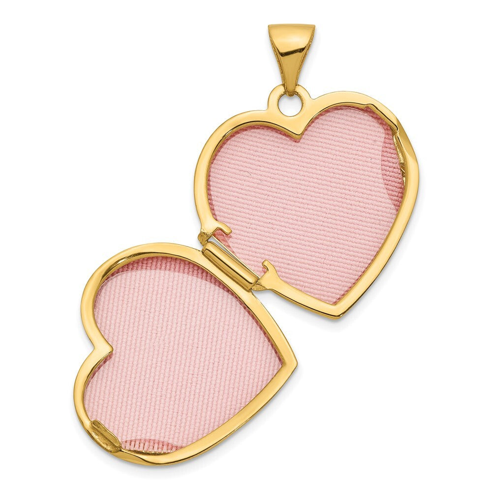 14k Yellow Gold Rhodium Knotted Heart of Gold Reversible Heart Locket Pendant