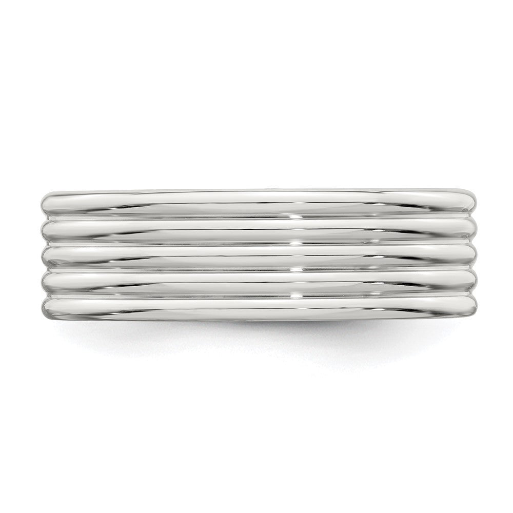 Sterling Silver 7mm Polished 5-Row Fancy Band Ring Size 12.5