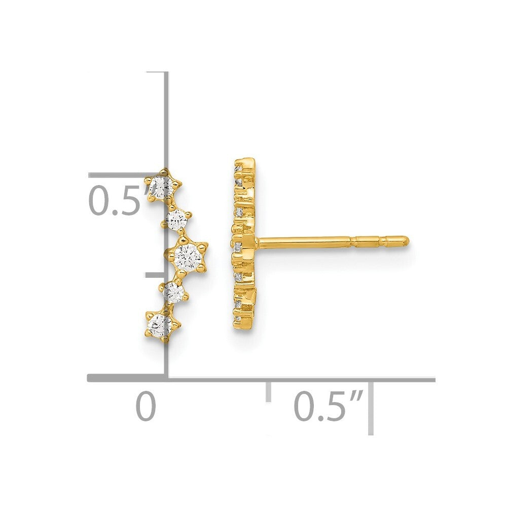 14k Yellow Gold Polished Fancy Cubic Zirconia Stud Earrings Gift for Women
