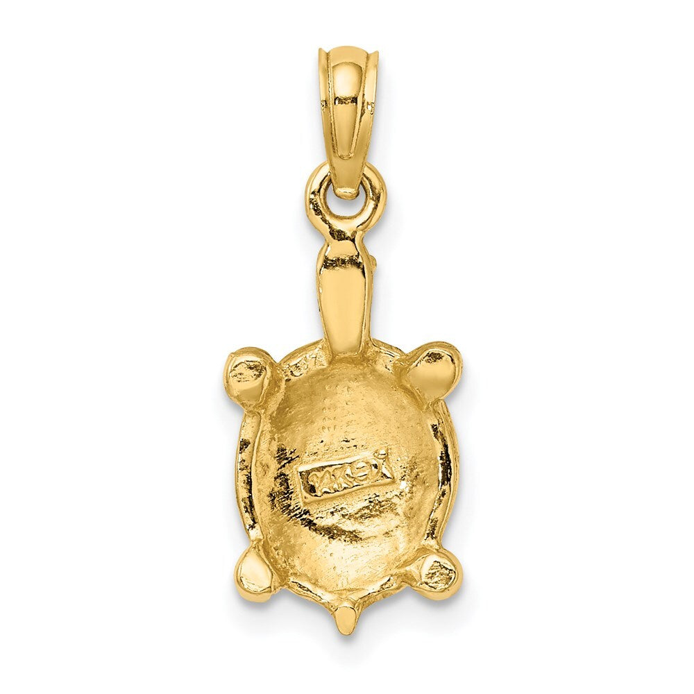 14k Yellow Gold Green Enamel Tortoise Charm Pendant for Women