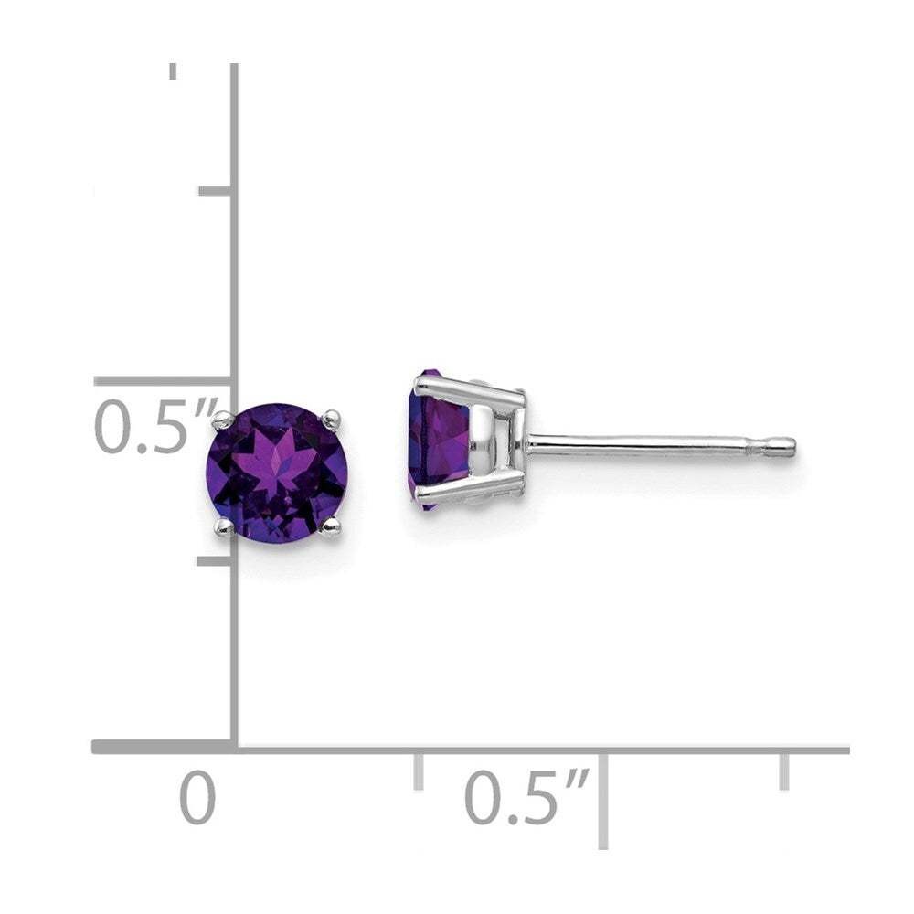 14k White Gold 5mm Amethyst Stud Earrings Gift for Women