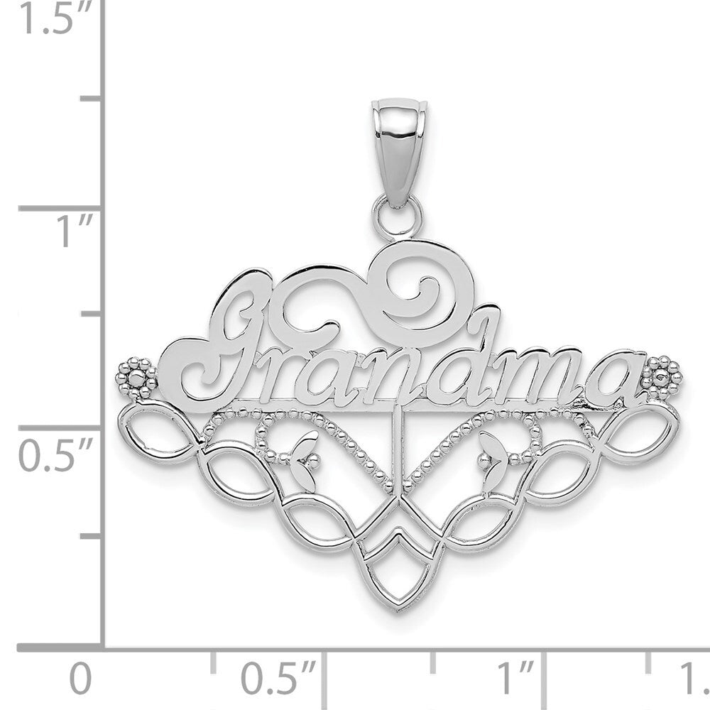 14k White Gold GRANDMA Birthstone Charm Pendant Holder Pendant for Women