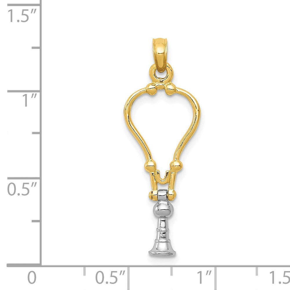 14k Two-tone Gold 3-D Stethoscope Pendant for Women