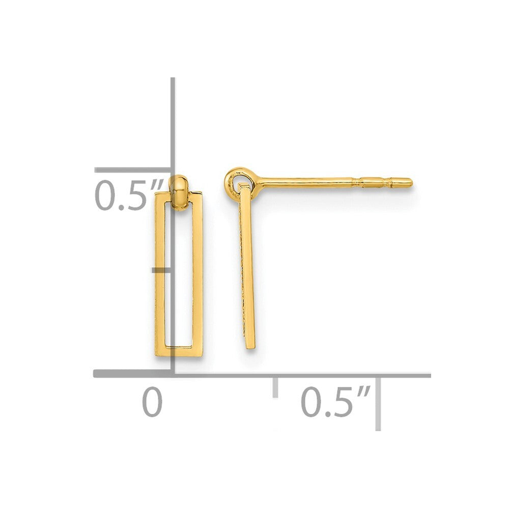 14k Yellow Gold Polished Open Rectangle Dangle Earrings Gift for Women