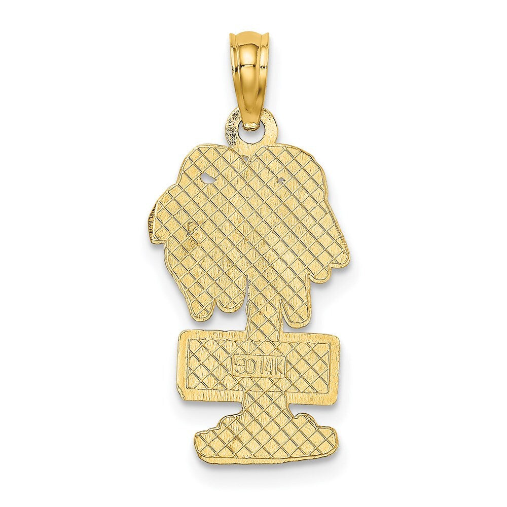 14k Yellow Gold MYRTLE BEACH Palm Tree Charm Pendant for Women