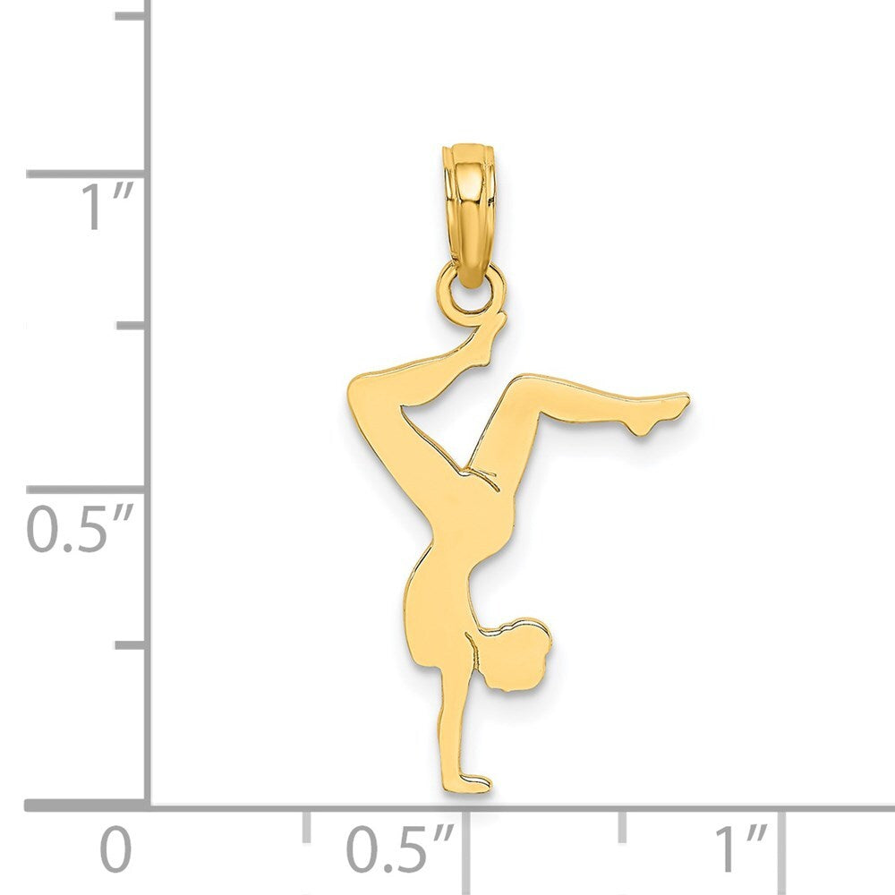 14k Yellow Gold Solid Polished Gymnast Charm Pendant for Women