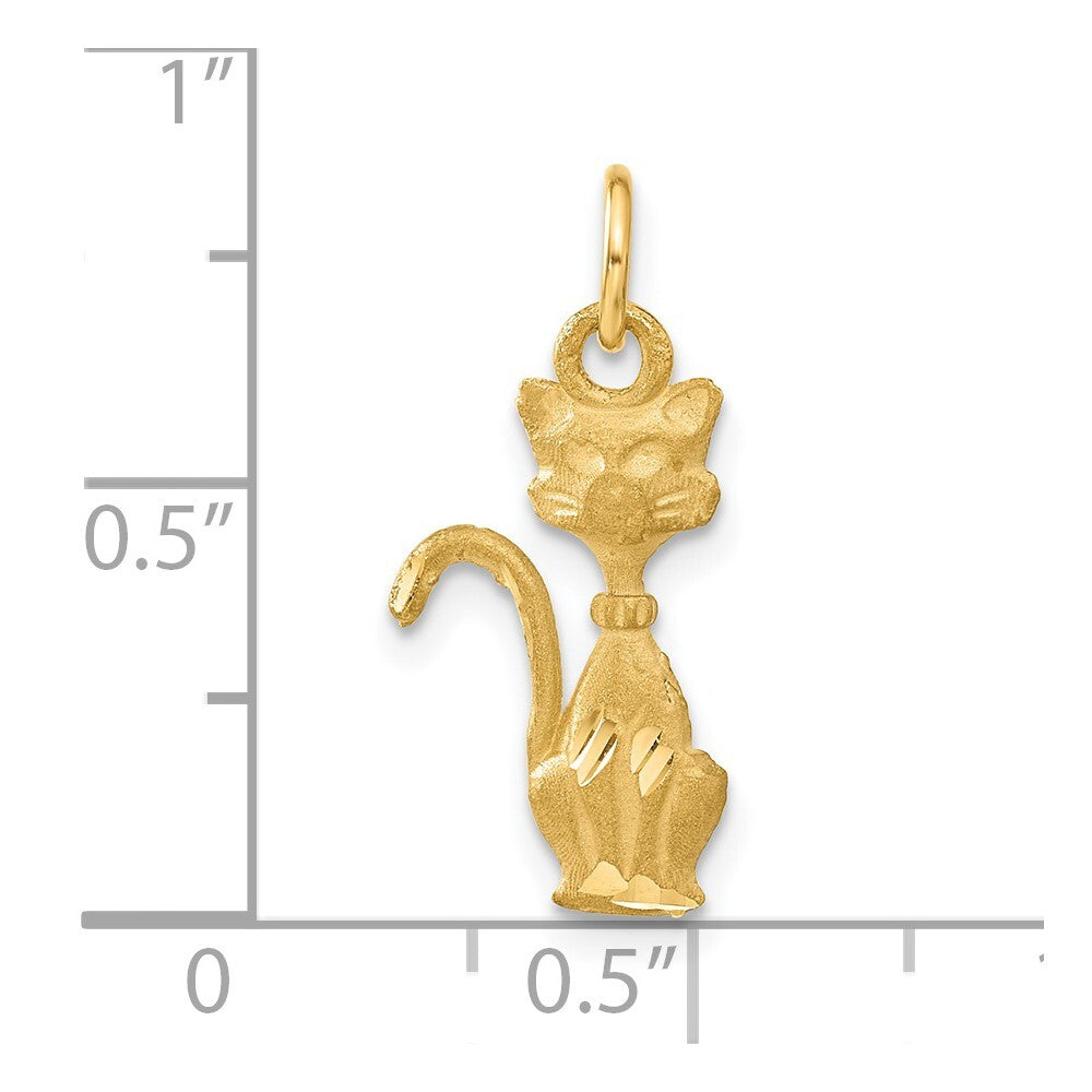 14k Yellow Gold Satin Tom Cat Charm Pendant for Women