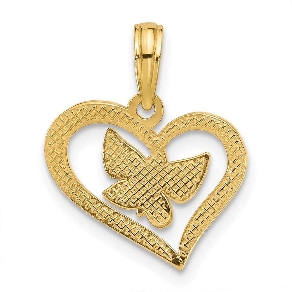 14k Yellow Gold Polished Fancy Heart and Butterfly Charm