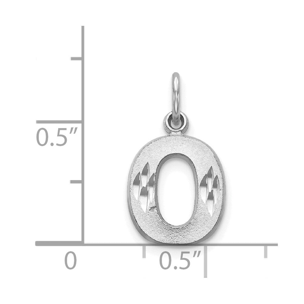14k White Gold Satin Diamond-cut Letter O Initial Charm Pendant