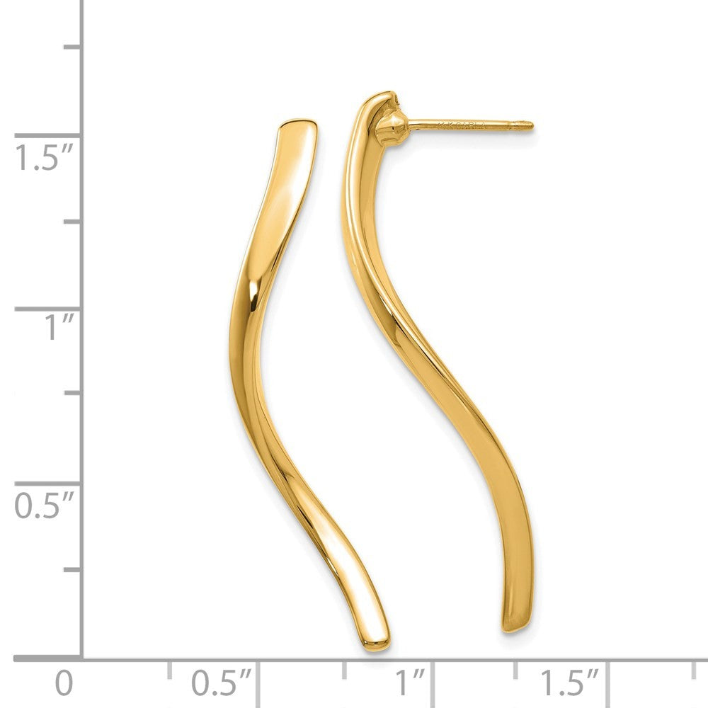 14k Yellow Gold Long Curled Earrings
