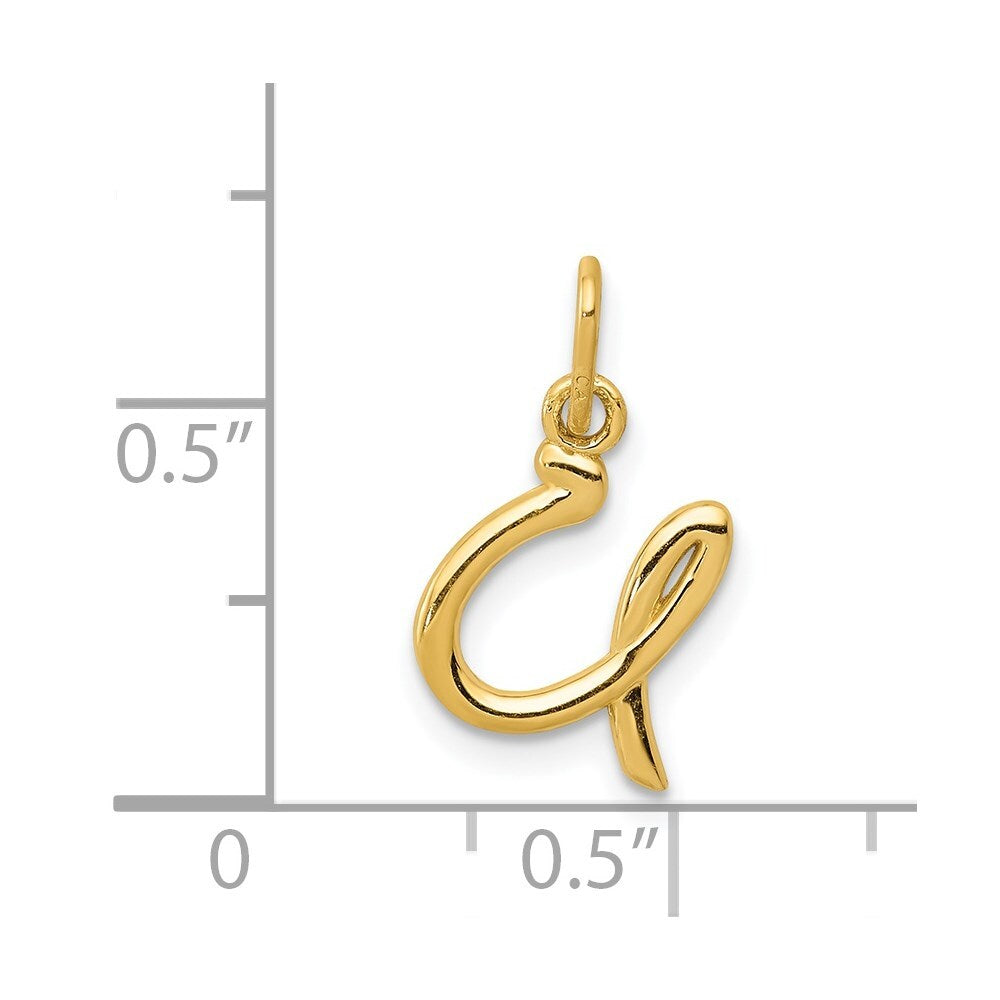 14k Yellow Gold Letter U Initial Charm Pendant for Women