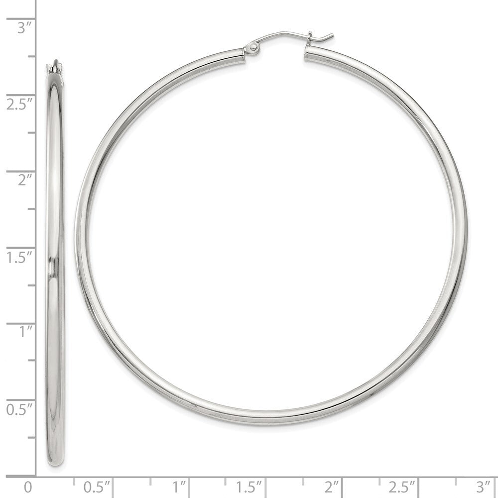 Sterling Silver 2.5mm Round Hoop Earrings