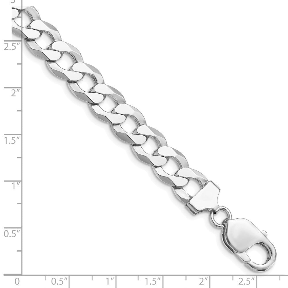 Sterling Silver Rhodium-plated 9.75mm Flat Curb Chain Bracelet