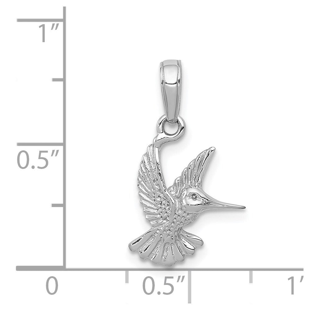 14k White Gold Hummingbird Pendant for Women